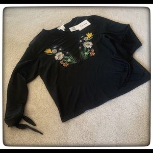 Black embroidered top